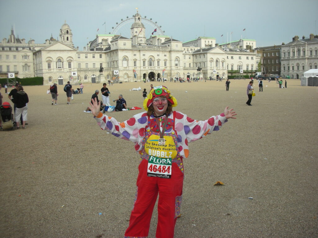 Bubblz after finishing the London Marathon in 2007